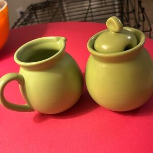 Vintage Chantal sugar bowl and creamer set, celadon